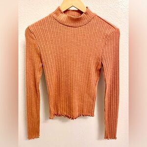 FOREVER 21 Ribbed Burnt Orange Turtleneck - Size Medium